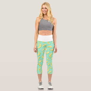 Minty Banana Pattern Fruit Lover's Delight Capri Leggings