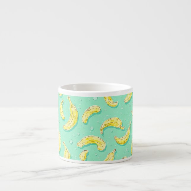 Minty Banana Pattern Fruit Lover's Delight Espresso Cup (Front)
