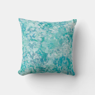 Minty blue aqua brush paint pillow