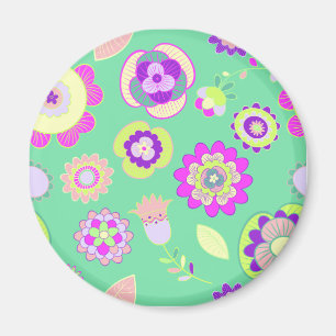 Minty Floral Magnets