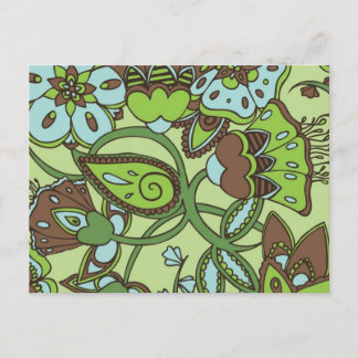 Minty Green Floral Postcard