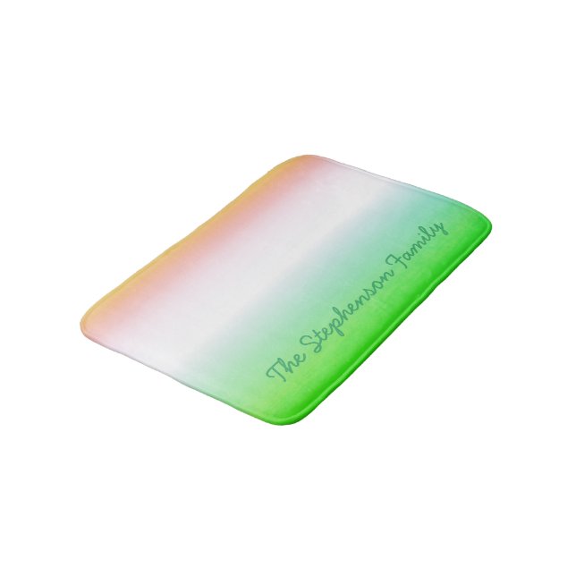 Minty Green to White Gradient with Green Script Bath Mat (Angled)