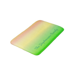 Minty Green to Yellow Gradient with Green Script Bath Mat