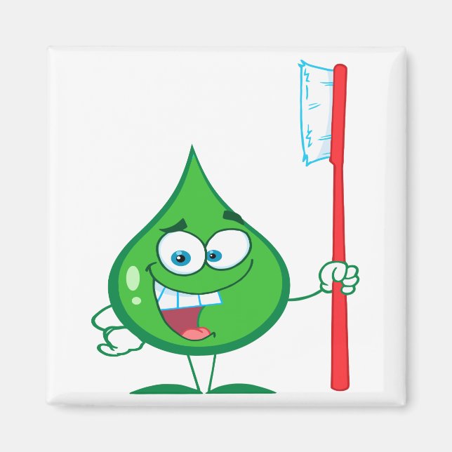 Minty Green Toothpaste Character toothbrush Magnet (Front)