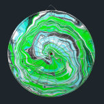 Minty Lime Green and Blue Marble Swirls   Dartboard<br><div class="desc">Blue,  green and white swirl patterns dart board.</div>