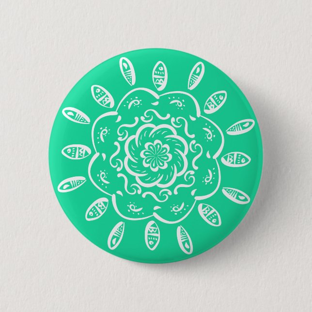 Minty Mandala 6 Cm Round Badge (Front)