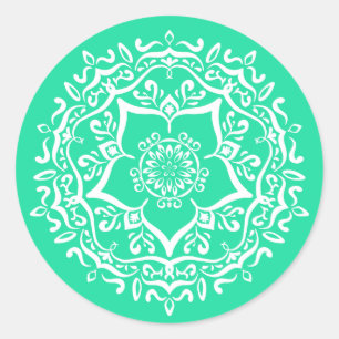 Minty Mandala Classic Round Sticker