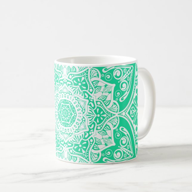 Minty Mandala Coffee Mug (Front Right)