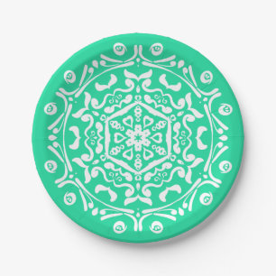 Minty Mandala Paper Plate