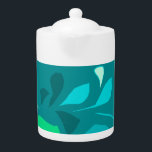 Minty nature style Teapot<br><div class="desc">Green mint and turquoise menthol leaves decant on this base teapot.</div>