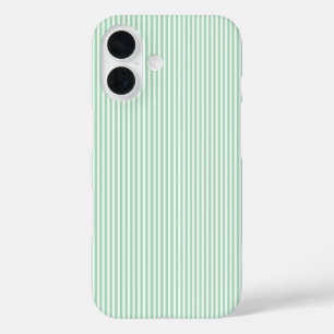 Minty Stripes – Pastel Light Green Minimalist iPhone 16 Case