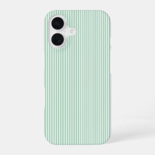 Minty Stripes – Pastel Light Green Minimalist iPhone 16 Case