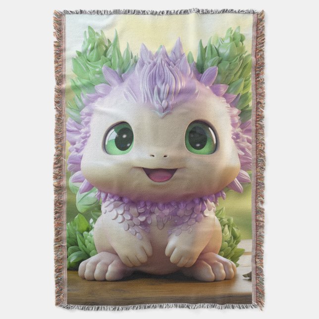 Minty, the charming Axolotl Throw Blanket (Front Vertical)