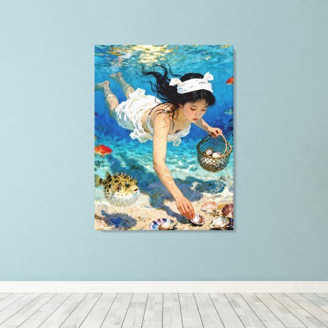 "Mio’s Descent" – An Ocean Portrait         Canvas Print (Insitu(Wood Floor))