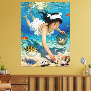 "Mio’s Descent" – An Ocean Portrait Canvas Print