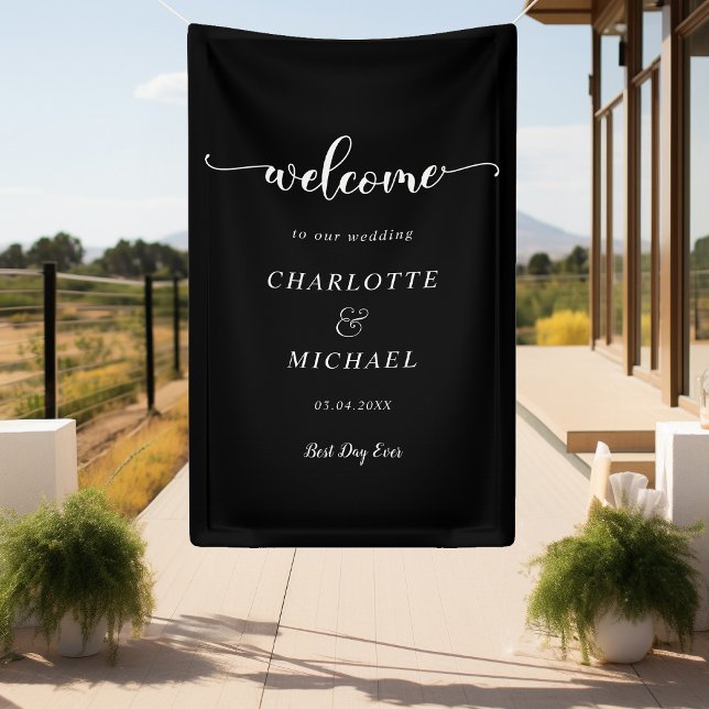 Miodern, Minimal, Black, Wedding Welcome Banner (Creator Uploaded)