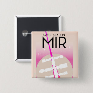 MIR Russian Space Station poster 15 Cm Square Badge
