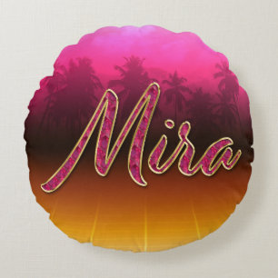 Mira First Name Golden pink cushion