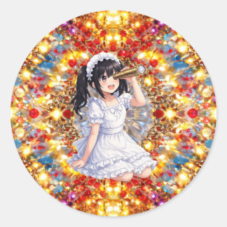 Mirabella in Golden Light – Kaleidoscope Mandala  Classic Round Sticker