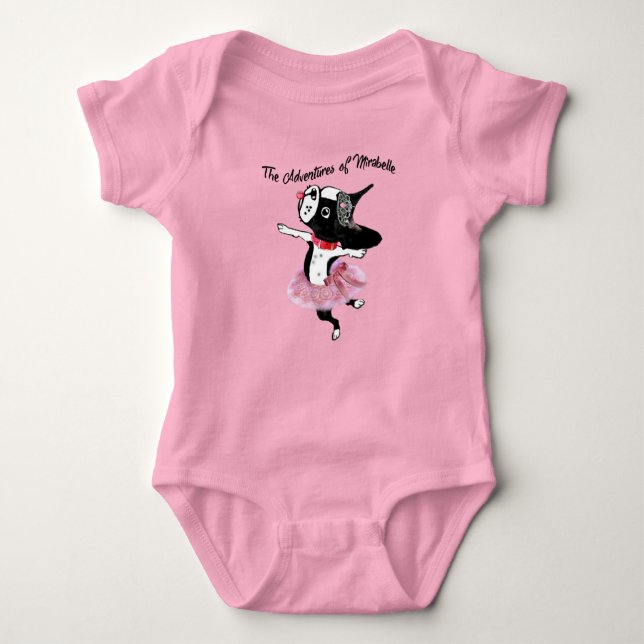 Mirabelle the boston terrier baby tutu ballerina b bodysuit (Front)