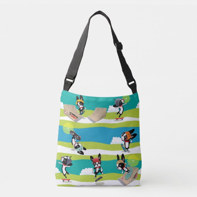 Mirabelle the boston terrier skateboarder Sk8r Crossbody Bag (Front)