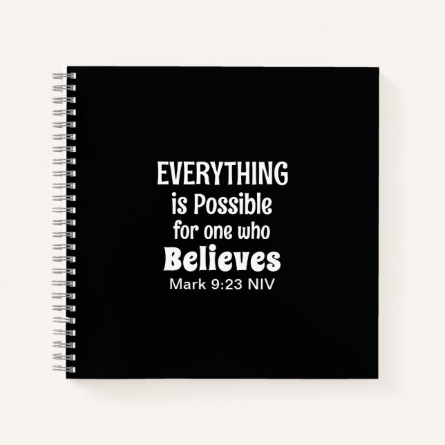 Miracle Bible Verse Christian Faith Black Notebook (Front)
