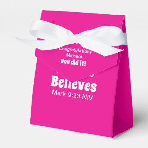 Miracle Bible Verse Christian Faith Hot Pink Favour Box