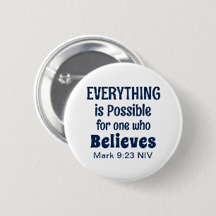 Miracle Bible Verse Christian Faith Navy Blue 6 Cm Round Badge