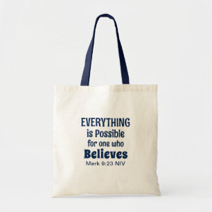 Miracle Bible Verse Christian Faith Navy Blue Tote Bag