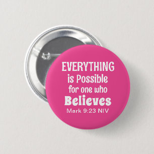Miracle Bible Verse Christian Faith Pink 6 Cm Round Badge