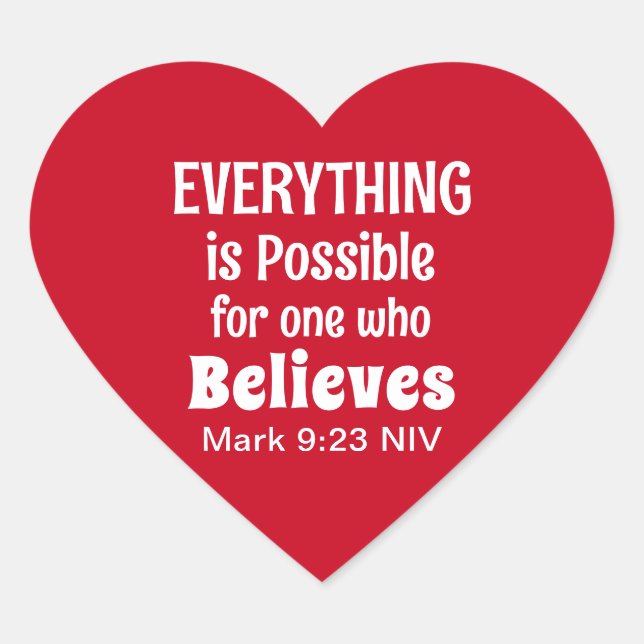 Miracle Bible Verse Christian Faith Red  Heart Sticker (Front)