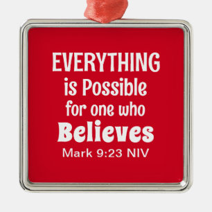 Miracle Bible Verse Christian Faith Red Metal Tree Decoration