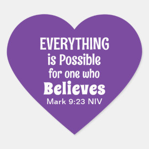 Miracle Bible Verse Christian Faith Royal Purple Heart Sticker