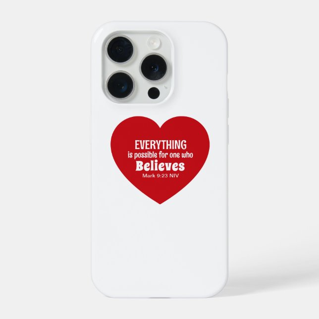Miracle Bible Verse Red Heart Encouraging Believe iPhone Case (Back)