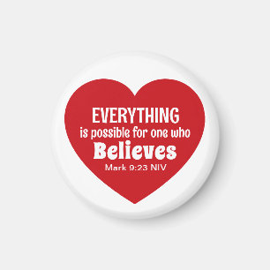 Miracle Bible Verse Red Heart Encouraging Believe Magnet