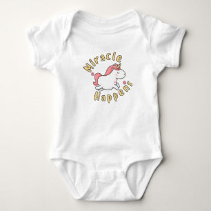 Miracle happens cute unicorn design for babies  baby bodysuit