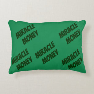 "Miracle Money." Funny Quote. Green Christmas Decorative Cushion