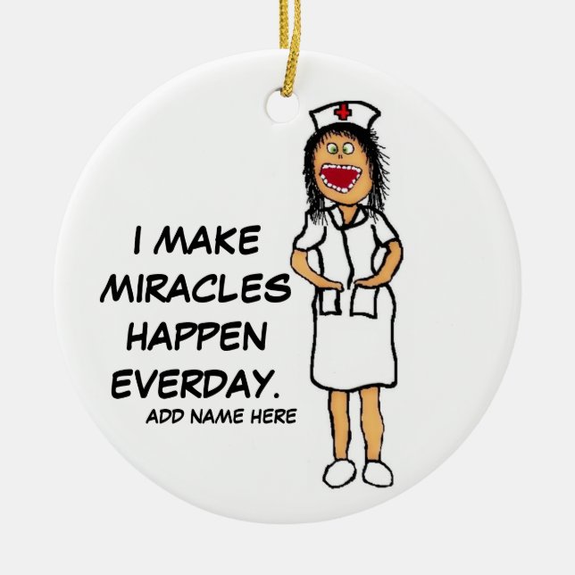 Miracle Nurse Cartoon Ceramic Tree Decoration (Front)