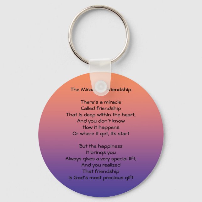 Miracle of Friendship Poem keychain (Front)