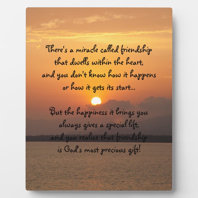 Miracle of friendship Poem Plaque (Front)