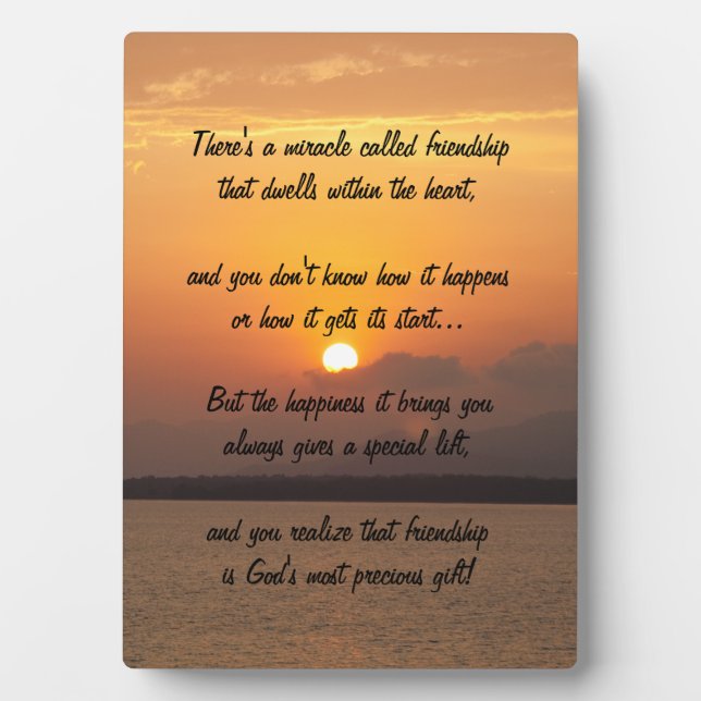 Miracle of friendship Poem Plaque (Front)
