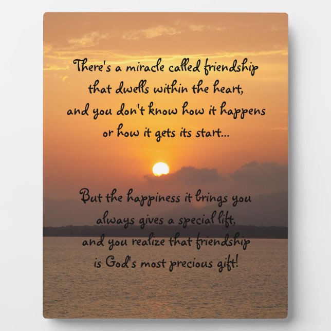 Miracle of friendship Poem Plaque (Front)