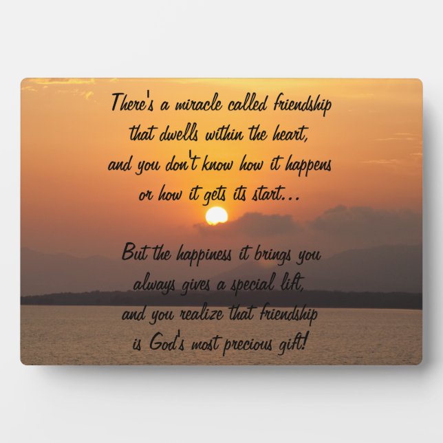 Miracle of friendship Poem Plaque (Front)