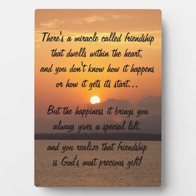 Miracle of friendship Sunset Poem Plaque (Front)