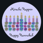 Miracle of Hannukah Stickers<br><div class="desc">Graphic illustration of colourful Chanukah flower menorah design.  Light the candles each night and celebrate the miracle of this holiday.</div>