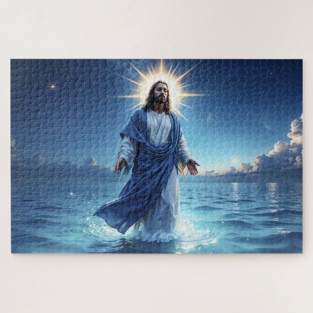 Miracle of Jesus Christ ocean spiritual peace Jigsaw Puzzle (Horizontal)