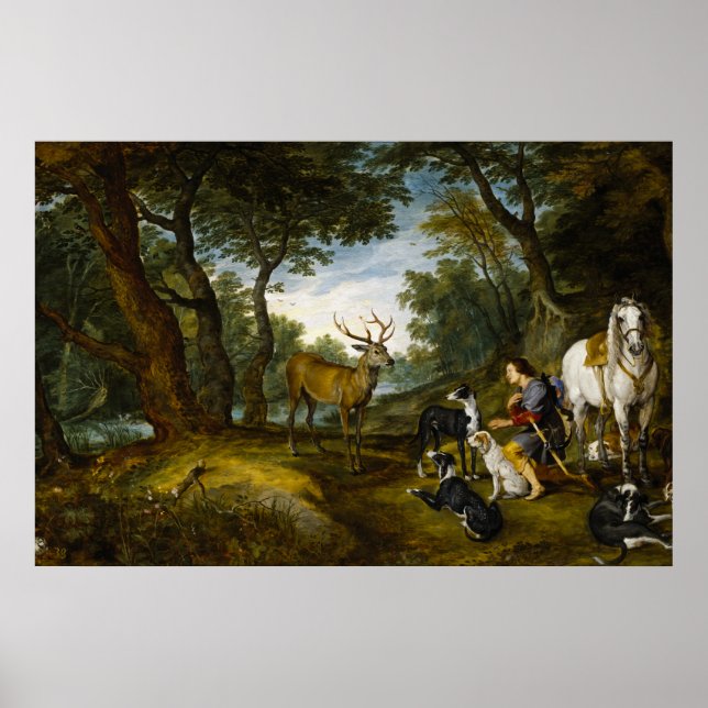 Miracle of Saint Hubert by Brueghel and Rubens Poster (Front)