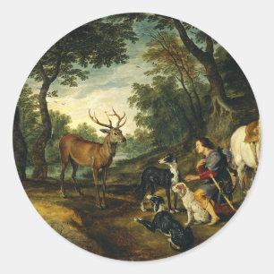 Miracle of Saint Hubert by Peter Paul Rubens  Classic Round Sticker