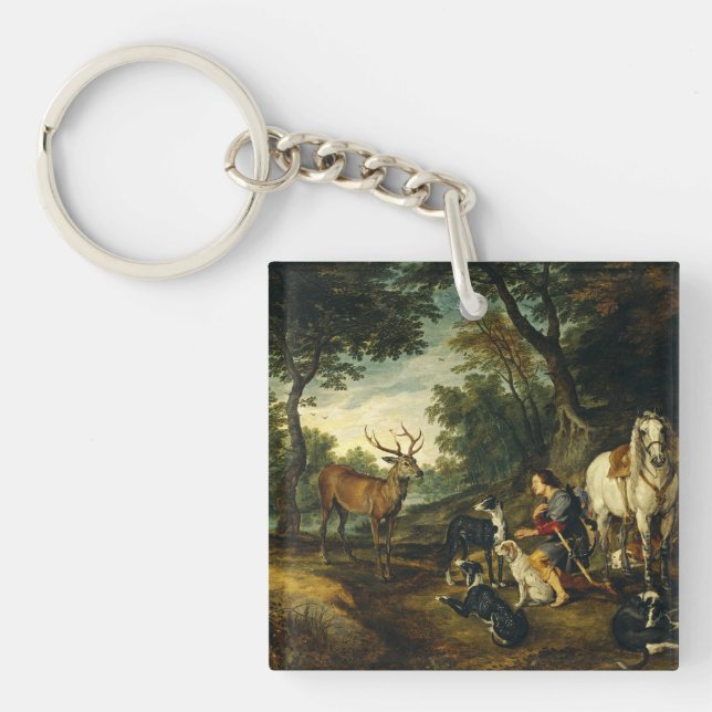 Miracle of Saint Hubert by Peter Paul Rubens  Key Ring (Front)