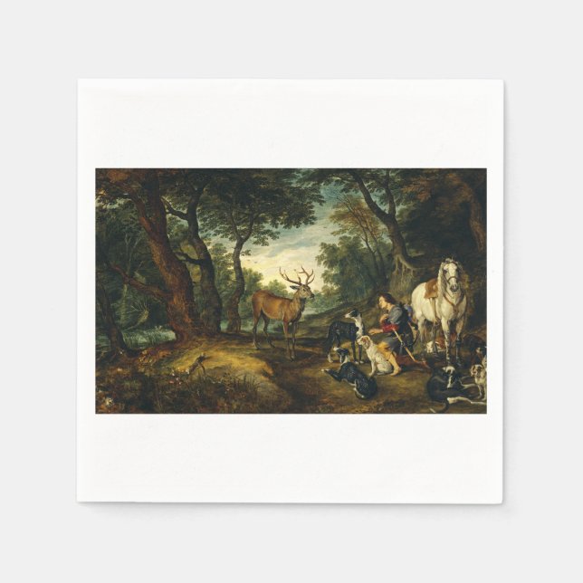 Miracle of Saint Hubert by Peter Paul Rubens  Napkin (Front)